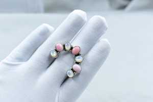 Elegant Handmade Pink Conch Pearl Sterling Silver <b>Adjustable</b> <b>Ring</b> Natural Gemstone Jewelry for Women Wholesale - Product Image 6