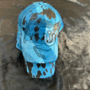 Gorra de Cuero Genuino con Pelo de Vaca, Color Azul Teñido, Nueva Colección 2026, para Hombre y Mujer - Product Image 2