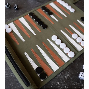 Jeu de backgammon portable en cuir suédé de qualité supérieure, personnalisé en usine, enroulable, pour adultes - Product Image 5