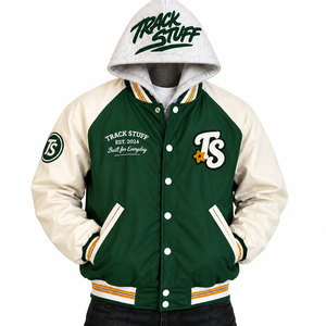 <b>Track</b> Stuff Custom <b>Mens</b> Varsity Letterman <b>Jacket</b> Wool Cotton Stand Collar Custom Embroidered Logo Front Streetwear Winter - Product Image 4