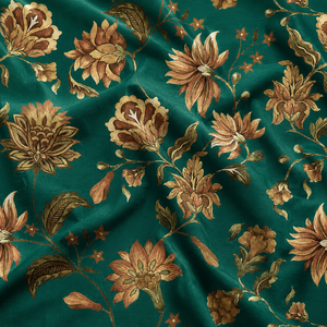 Tela floral acuarela para niñas, viscosa rayón premium, material de vestido suave y fresco, estampado digital turquesa orgánico. - Product Image 5