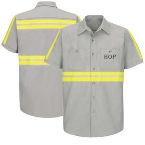 Chemise de travail réfléchissante personnalisée à manches courtes pour homme, uniforme respirant en polyester, chemises de mécanicien de garage personnalisées, vêtements OEM - Product Image 2