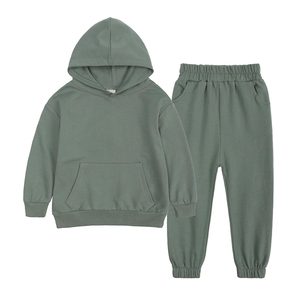 Ensemble de survêtement unisexe 2 pièces en laine pour enfants 2026 de haute qualité – Sweat à capuche et pantalon de jogging taille mi-haute, vêtements de sport amples et longs pour garçons et filles - Product Image 3