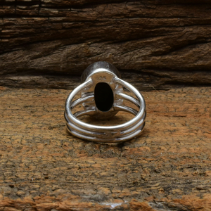 Bague ovale en onyx noir, argent sterling 925, pierre précieuse, bague de mariage ou d'anniversaire pour femme - Product Image 2