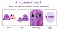 Peluche Pieuvre Mignonne en Fourrure de Lapin Douce, Cadeau pour Enfants, Sûre pour Bébé, Animal Marin à Câliner, Personnalisable OEM, Vente en Gros, Anniversaire, Anti-Stress