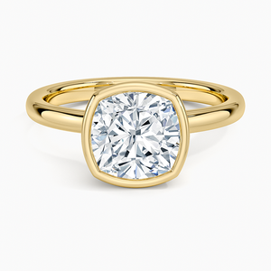 Anillo de compromiso de moissanita de 2 quilates con corte cojín, engaste de bisel, anillo nupcial solitario - Product Image 1