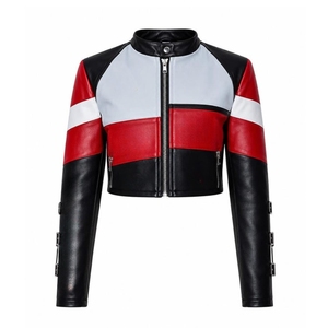 Women’s Lambskin Leather Crop <b>Jacket</b>, Genuine Leather Moto <b>Biker</b> <b>Jacket</b>, Riding Motorcycle Bomber <b>Jacket</b> - Product Image 2