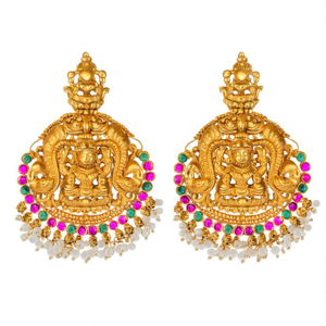 Chandbali Chandelier Earrings Big Size Brass Zircon Trendy Party Gift - Product Image 2