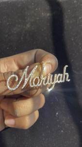 Fully Diamond Cursive English Name Letter Pendant <b>Necklaces</b> 925 <b>Silver</b> Moissanite 18K Gold Plated Iced <b>Initial</b> Charms For Him - Product Image 6