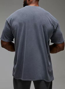 เสื้อยืดแขนสั้นสีเทาสำหรับผู้ชาย YOURBRAND ทรงหลวม คอกลม ผ้าฝ้ายเจอร์ซีย์ 100%  แบบเรียบง่าย เป็นมิตรกับสิ่งแวดล้อม แห้งเร็ว สไตล์ลำลอง - Product Image 4
