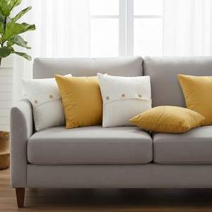 SOGA 5PC Golden Yellow <b>Velvet</b> Pillowcase and Knit Comfort Pillow <b>Cover</b> Set Stylish Sofa Decorative <b>Cushion</b> Cases - Product Image 3