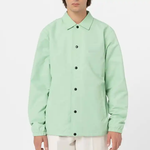 Mint Green Trendy Casual Coach <b>Jacket</b> Windbreaker Snap Button Front Lightweight Nylon Fabric Spring Wear Gear - Product Image 1