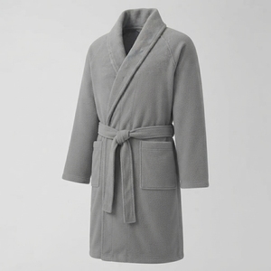 Bata de Felpa Larga para Mujer, Cuello Mandarín, Manga Larga, Suave y Cómoda, para Otoño, Color Sólido, 100% Algodón, Lavable a Máquina - Product Image 3