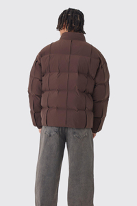 Chaqueta Acolchada Marrón para Hombre, Cortavientos, Casual, con Cuello Alto, Cierre de Cremallera, Gruesa, de Poliéster, Ajuste Regular, para Invierno - Product Image 4