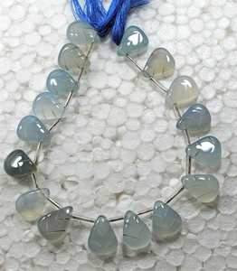 ลูกปัดหินแคลเซโดนีสีน้ำทะเลธรรมชาติรูปทรงลูกแพร์สำหรับทำเครื่องประดับแฮนด์เมดขายส่ง - Product Image 1