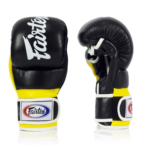 ถุงมือชกมวย Fairtex Pro รุ่นใหม่ สีดำเหลือง หนังแท้ สำหรับฝึกซ้อมมวยไทยและ MMA - Product Image 3