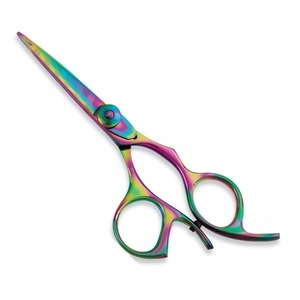 Ciseaux de coiffure professionnels Rainbow en acier inoxydable à pointe fine pour droitiers, manche moyen - Product Image 1