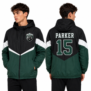 Chaqueta Cortavientos Personalizada para Hombre con Logotipo de Jaguars Bordado, Nombre y Número en la Espalda, con Capucha, Ropa Deportiva, Venta al Por Mayor, OEM, para Clubes - Product Image 3