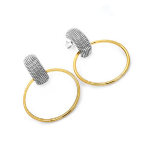 SKU7719 Nuevos Aretes de Aro con Flores en Plata de Lujo, Dos Tonos, Oro y Rodio Blanco |   Diseño Moderno y Elegante para Bodas - Product Image 4