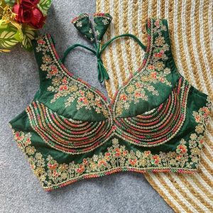 Blouse de soirée élégante et design en soie italienne avec perles, jari et paillettes faits à la main, prix de gros par Royal Export - Product Image 1