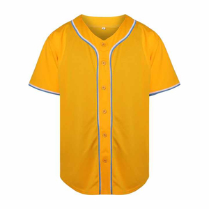 Camiseta de Béisbol Amarilla Personalizada Unisex de Manga Corta 100% Poliéster Transpirable con Impresión Sublimada OEM Disponible - Product Image 1