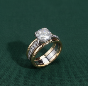 Solid Yellow Gold <b>Cushion</b> Cut Lab Grown Diamond Engagement <b>Ring</b> IGI Certified Luxury Women's <b>Wedding</b> Band Classic Fine Jewelry - Product Image 3