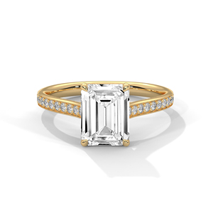 Bague exclusive à grappe de diamants taille émeraude, sur commande, certifiée GRA, design élégant fait main, diamant de laboratoire pavé sur bande. - Product Image 1