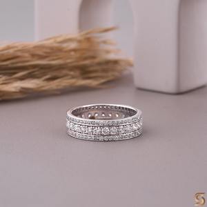 Anillo de Eternidad de Oro Blanco Sólido de 10K con Diamantes Cultivados en Laboratorio, Banda de Boda Pavé de 5mm, Corte Redondo, Anillo de Compromiso Ético de Lujo para Fiesta - Product Image 1