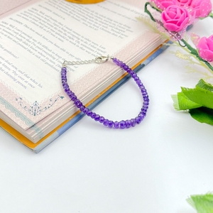 Pulsera de cuentas facetadas de amatista natural con cierre de langosta de plata de ley 925, joyería de piedras preciosas hecha a mano, moderna y unisex. - Product Image 3