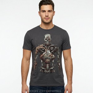 Camiseta Negra Personalizada para Hombre, Diseño Gráfico Gótico de Cementerio y Zombis, Estilo Urbano, Impresión de Alta Densidad, Algodón - Product Image 3