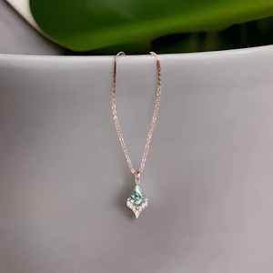 Collar de Ágata Musgosa Natural con Corte en Forma de Cometa, Plata de Ley, Regalo de Amistad y Promesa - Product Image 6