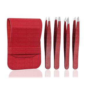 Pince à épiler de haute qualité avec étui pince à épiler à sourcils en acier inoxydable enduit de couleur rouge sous votre propre nom de marque - Product Image 1