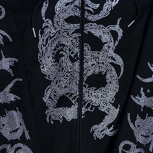 Sweat-shirts à capuche pour hommes, doublés, décontractés, avec strass, coupe classique, écologiques, coupe-vent, faible MOQ, les plus vendus en ligne - Product Image 4