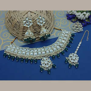 Exquisite Gold Plated Kundan Stone Choker Necklace <b>Set</b> 10581251GRR a Dazzling <b>Fine</b> <b>Jewelry</b> <b>Set</b> - Product Image 1