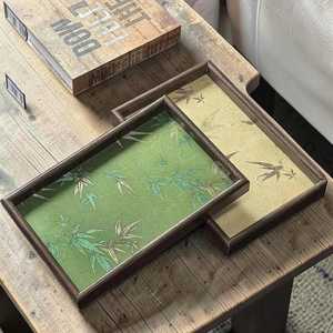 Bandeja de almacenamiento con forma de hoja para decoración del hogar, con marco color nogal, para sala de estar, escritorio, objetos pequeños, organización del hogar, bandeja de madera - Product Image 3