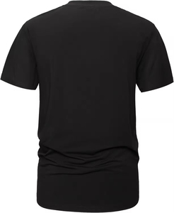 Black Custom Men's T-Shirts <b>Short</b> <b>Sleeve</b> O-Neck 100% Cotton Worsted Fabric Front Logo Formal Style Loose Fit Anti-Pilling Summer - Product Image 3