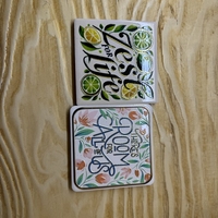 Dessous de verre carrés en céramique de citron à bord biseauté à motif classique Nouveaux tapis et tampons de décoration de table