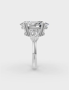 18K White Gold Oval Lab Grown Diamond Three Stone <b>Ring</b> Pear Side Pave IGI Certified Luxury Bridal - Product Image 3