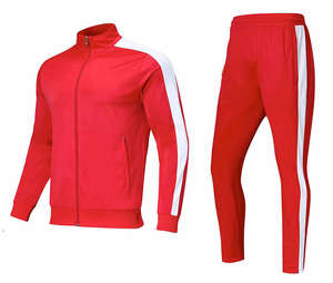 Conjunto Deportivo de Dos Piezas con Franja Lateral Transpirable de Secado Rápido, Corte Regular, Diseño Sólido Personalizado, Chaqueta con Cierre para Hombre - Product Image 2