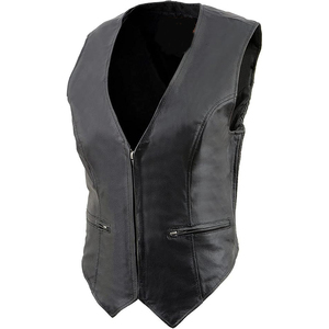 Chaleco Deportivo Samroz para Mujer, de Cuero Genuino Negro, con Cierre de Cremallera, Cuello en V, Transpirable y de Secado Rápido, Ropa de Invierno - Product Image 1