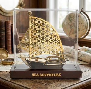 Elegante Escultura de Barco de Metal, Decoración de Barco de Vela de Latón Antiguo para Mesa de Centro de Sala de Estar al Precio Más Bajo - Product Image 3