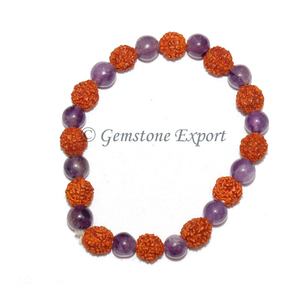 Pulsera de Cristal de Amatista Rudraksha con Corazón de Diamante Tallado y Pulido, Tema de Amor y Negocios, Regalo DIY para Navidad, Halloween, Recuerdo - Product Image 1