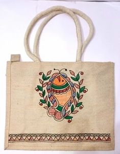 Eco Friendly Jute Multipurpose Storage Bag with Colorful Tree Print Durable Reusable Organizer Tote Large Capacity Home Use - Product Image 3