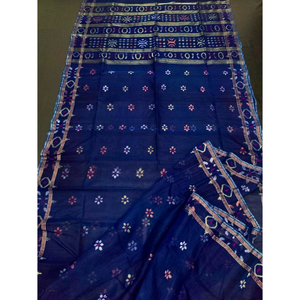 Bangladesh Heritage Style <b>Jamdani</b> <b>Saree</b> with Contemporary Digital Printing - Product Image 3