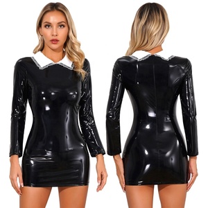Mini vestido <span class=keywords><strong>de</strong></span> charol brillante para <span class=keywords><strong>mujer</strong></span>, vestido ajustado <span class=keywords><strong>de</strong></span> manga larga, ropa <span class=keywords><strong>de</strong></span> discoteca tentadora, <span class=keywords><strong>disfraces</strong></span> Punk para fiesta <span class=keywords><strong>de</strong></span> baile en club nocturno - Product Image 1