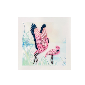 Tarjeta de quilling con diseño de pareja de flamencos rosas tropicales, tarjeta elegante con sobre, tarjeta de felicitación hecha a mano, perfecta para amantes de la naturaleza - Product Image 2