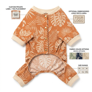 Tropical <b>Print</b> Dog Coat Orange Leaf Pattern Summer Wear Comfortable Pet <b>Clothes</b> for Dogs - Product Image 4