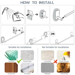 Stainless Steel Adhesive <b>Gold</b> Towel Bar No Drill Towel Rod Wall Mounted for Decorate Your Bathroom Multipurpose Available Sell - Product Image 3