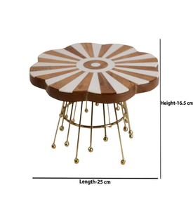 Support à gâteau en bois design avec base en métal – Présentoir à dessert motif soleil couchant pour gâteaux, mariages et décoration de table - Product Image 2