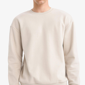 Sudadera de cuello redondo de lujo para hombre, informal, de felpa, 100% algodón, estilo urbano, con logotipo personalizado bordado, al por mayor. - Product Image 1